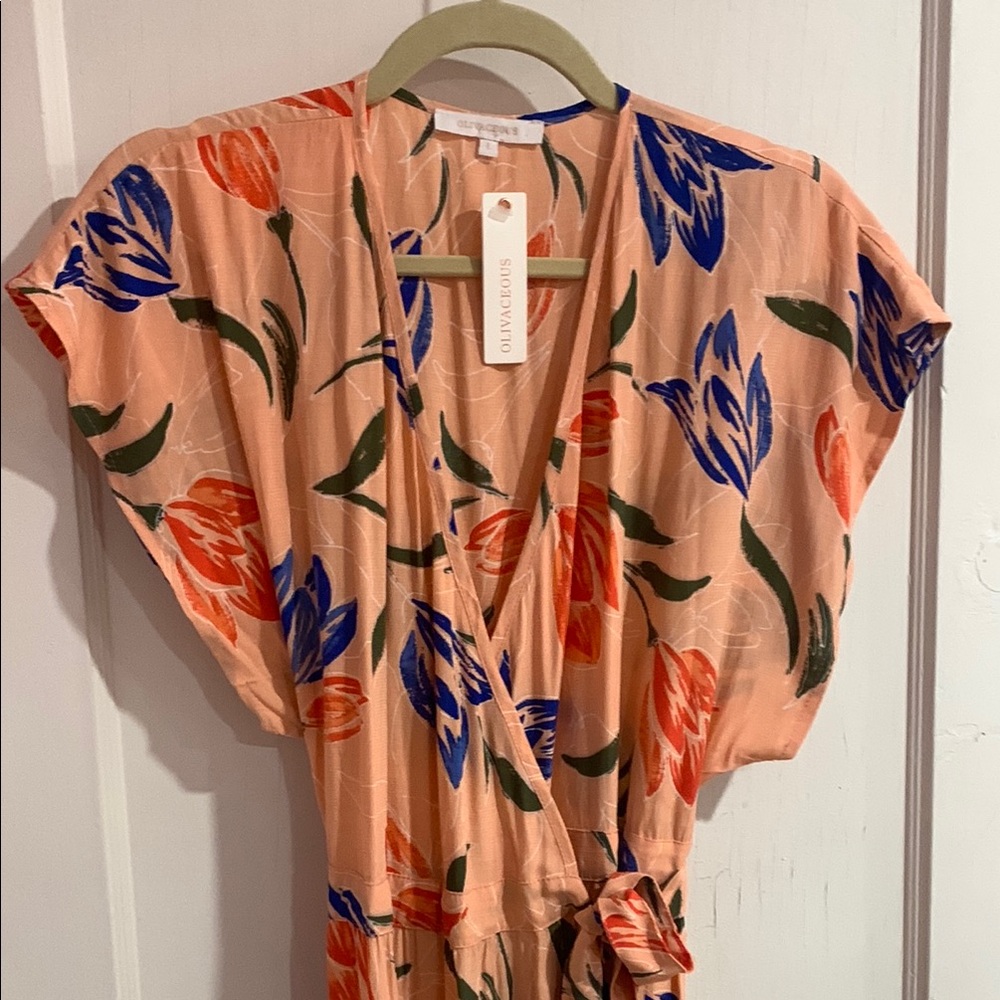 NWT | Olivaceous Floral Tulip Wrap Maxi Dress - Size Large - Picture 3 of 11
